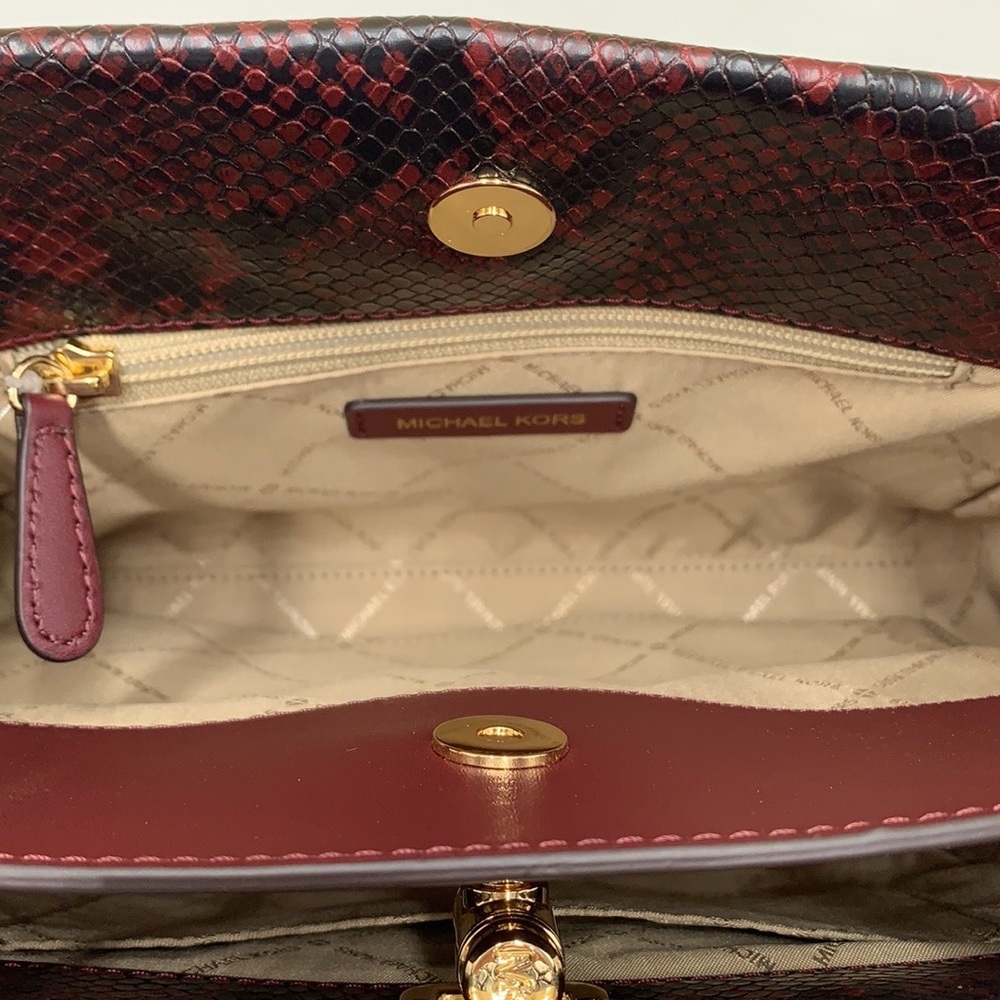 MICHAEL KORS PENELOPE MEDIUM TOP HANDLE SATCHEL MERLOT MULTI COLOR - Picture 14 of 16